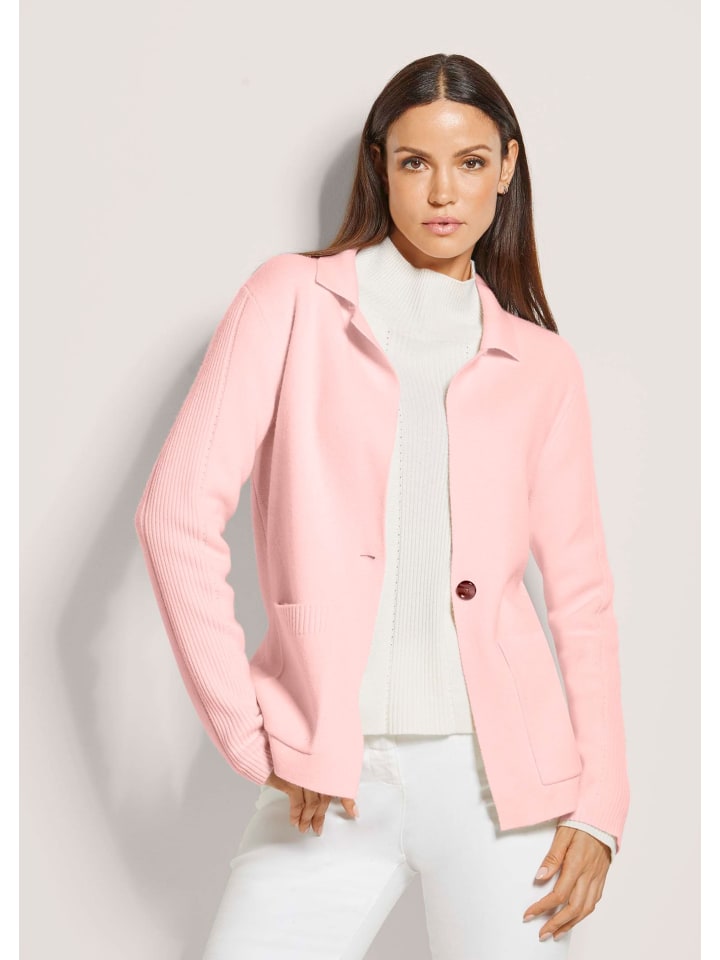 Strickjacke aus Merinowolle und Kaschmir in puderrosé