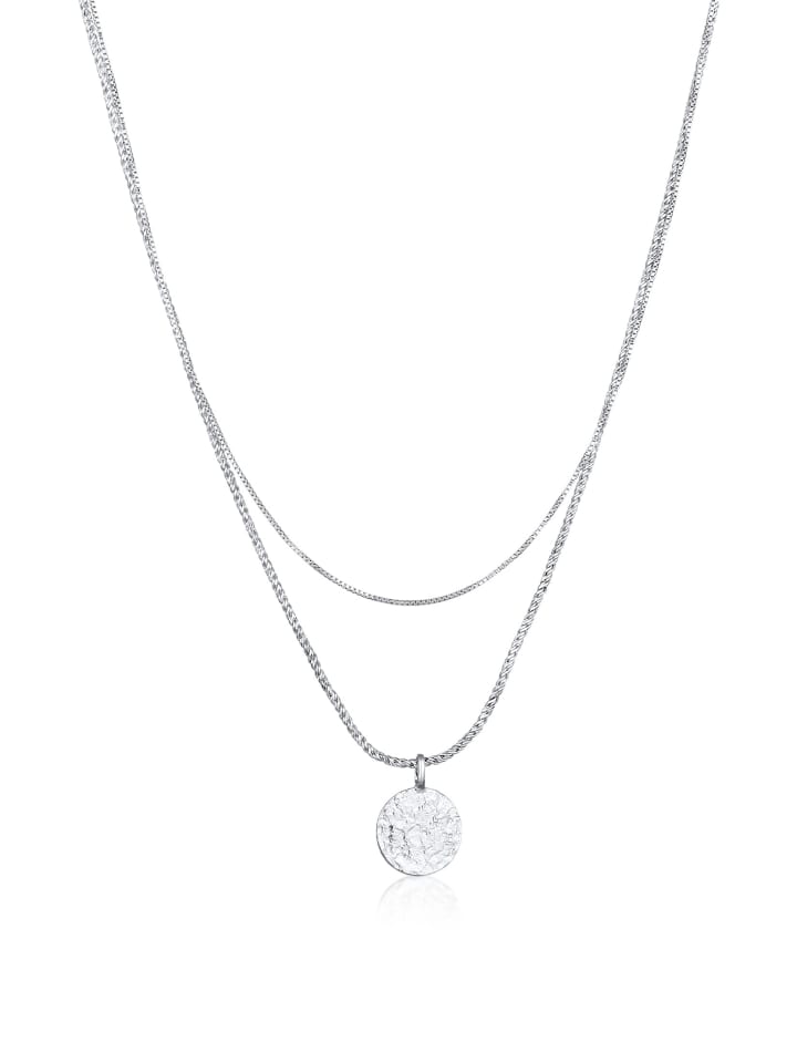 Halskette 925 Sterling Silber Münze, Plättchen in Silber