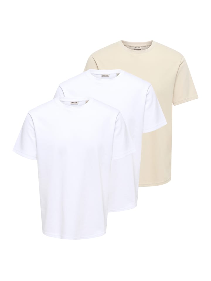 T-Shirt Caspian in Weiß / beige