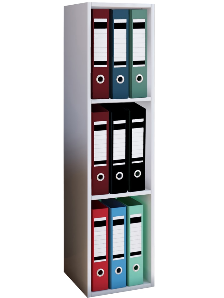 Holz Büro Regal Bücher Ordner Aktenregal Offas 3f in Weiß