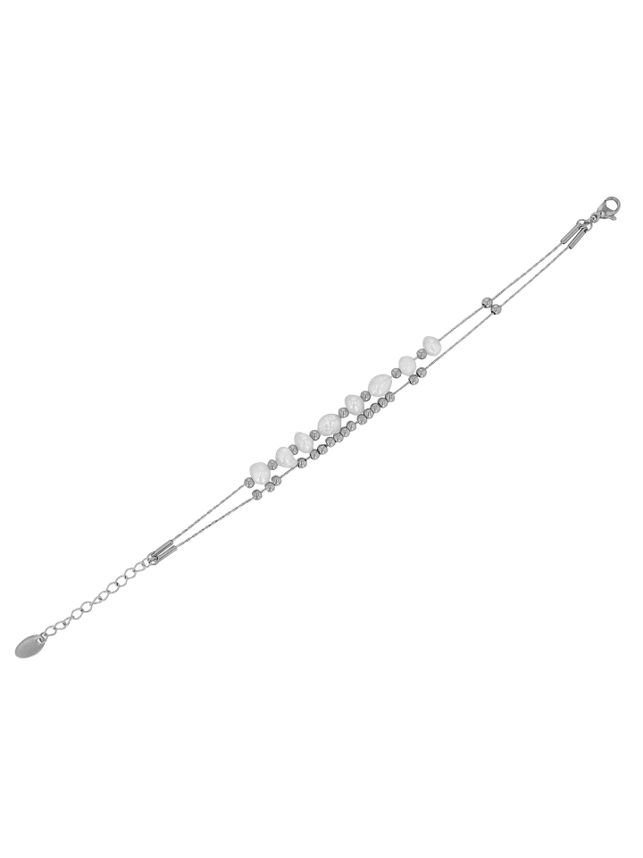 Damen Armband aus Edelstahl mit Süßwasserperle 17+5 cm in silber