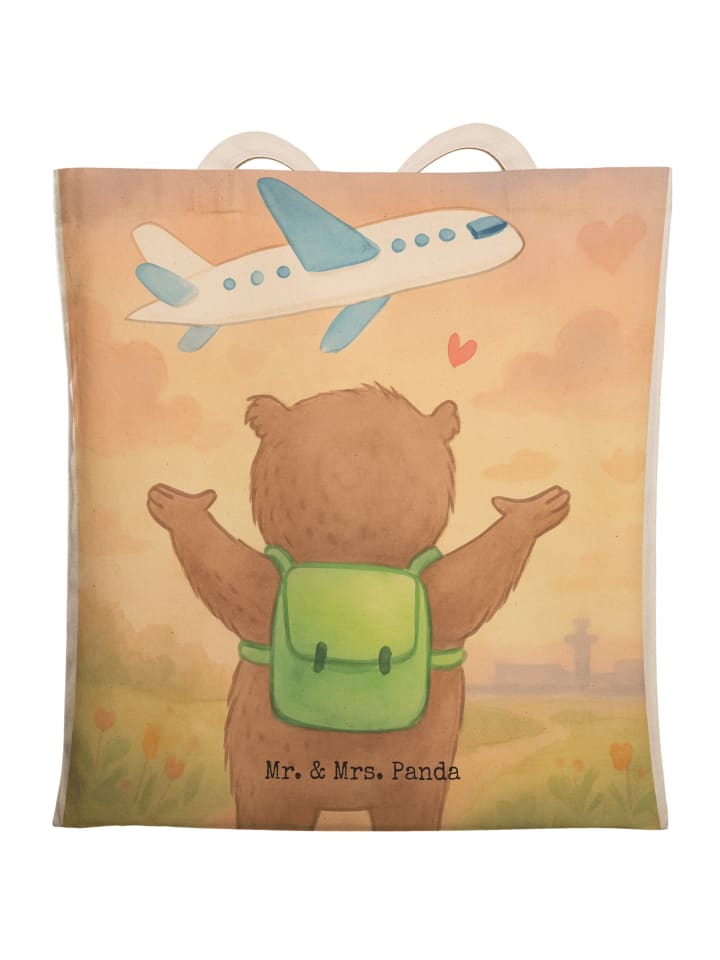 Tragetasche Bär Flugzeug Design ohne Spruch in Weiß