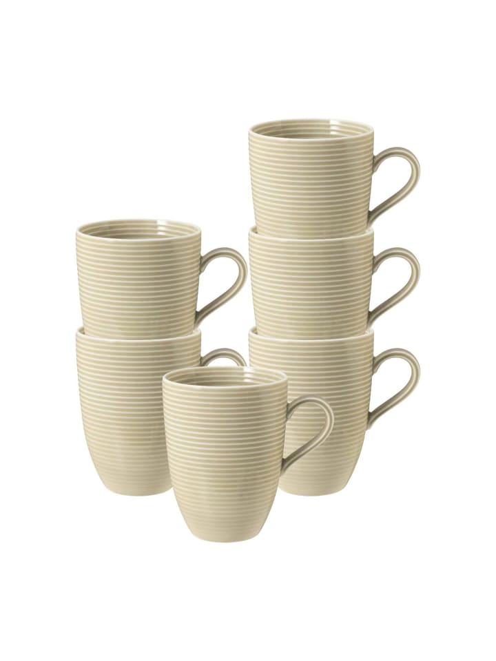 6er Set Kaffeebecher Beat Color Glaze in Sandbeige 350 ml