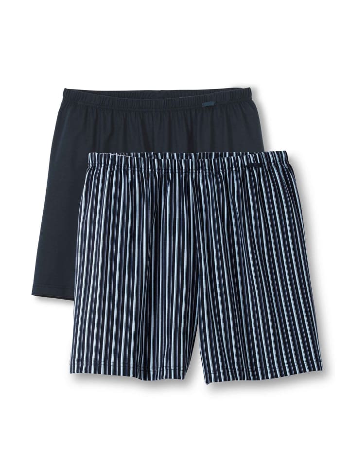 Web-Boxershorts 2er Pack in Weiß/Dunkelblau