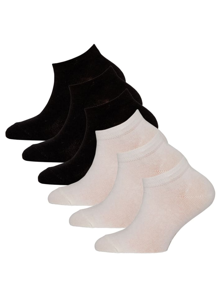 6er-Set Sneaker Socken 6er Pack Uni in schwarz/weiß