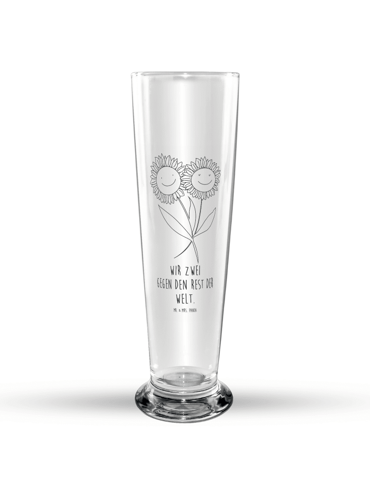 Bierglas Blume Sonnenblume mit Spruch in Transparent