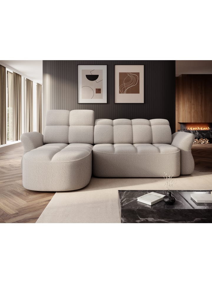 Benny Recamiere Links in Beige -  (L) 185 x (B) 301 x (H) 115 cm