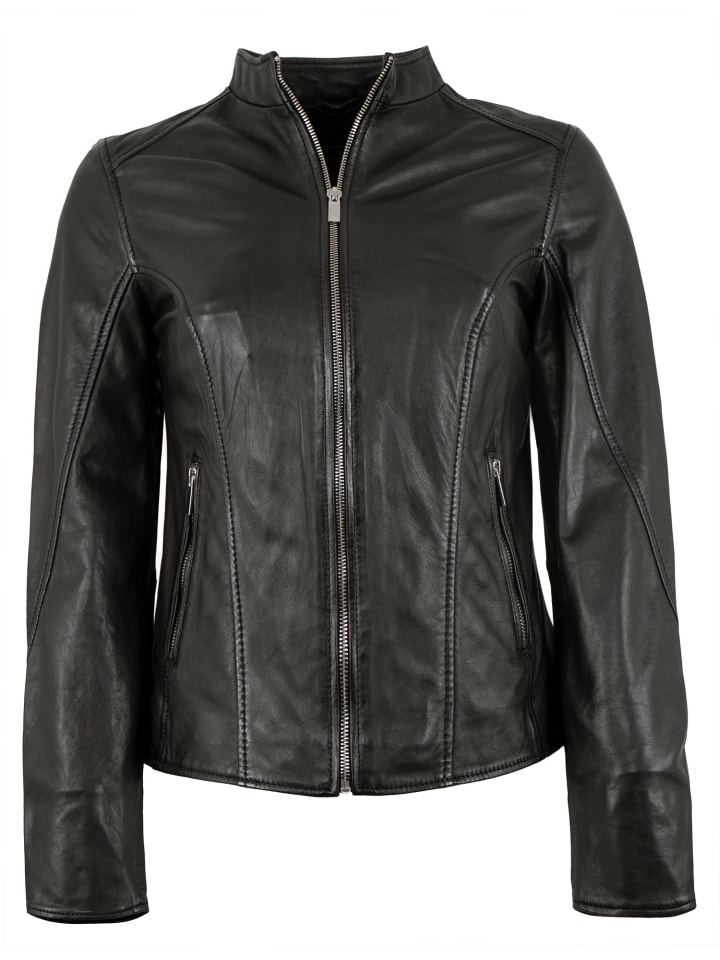 Lederjacke Lammnappa in Schwarz