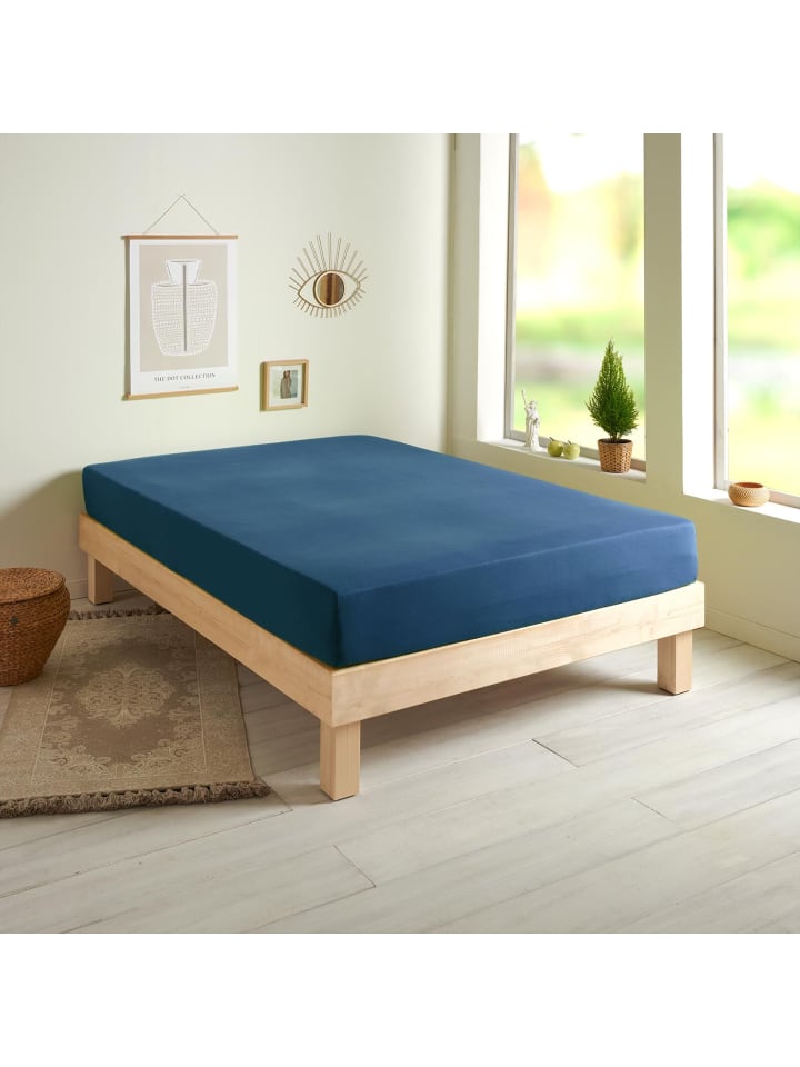 Spannbettlaken Single Jersey in dunkelblau