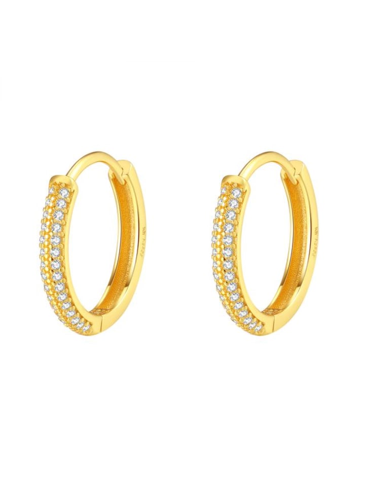 Vergold. Doppel-Steine Creolen aus Sterlingsilber in Gold