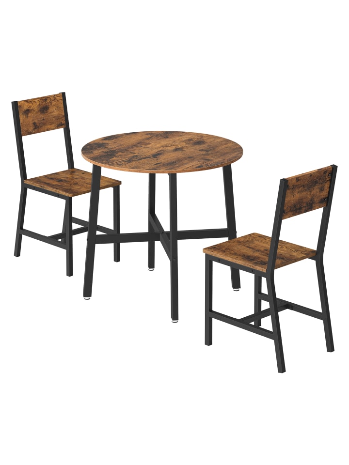 Essgruppe in Vintagebraun-Schwarz - (B)36 x (H)87.1 x (T)46.6 cm