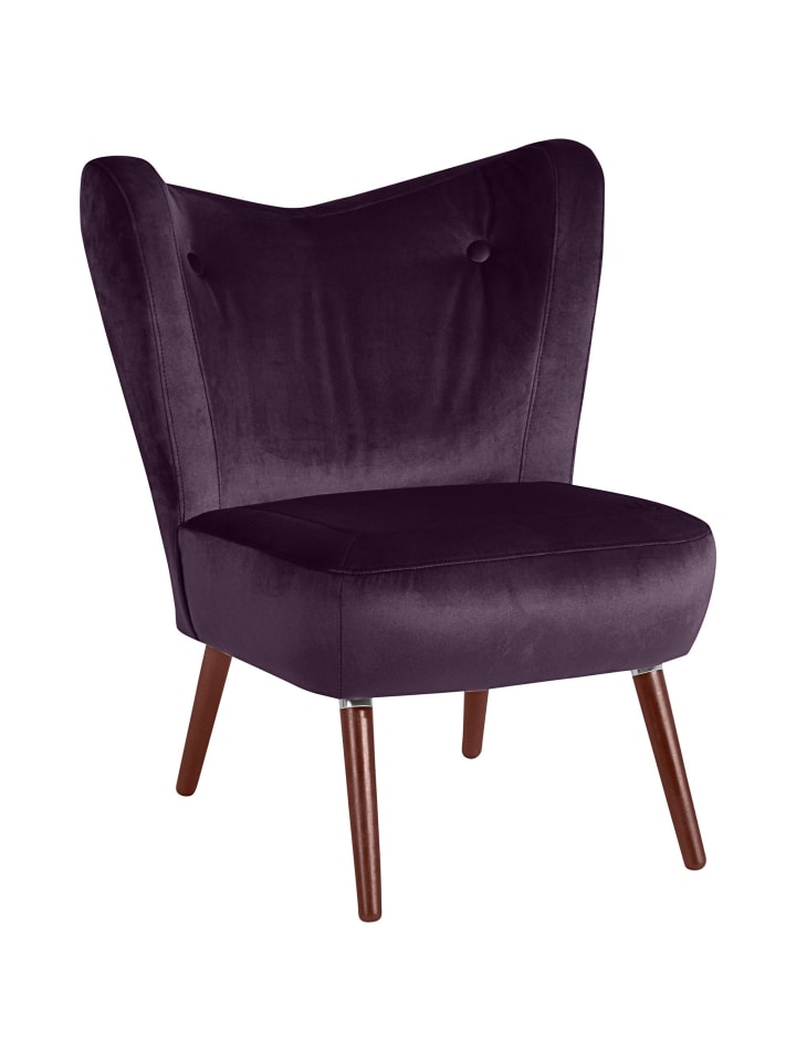 SESSEL Kathy Bezug Samtvelours Buche nussbaum dunkel / purple