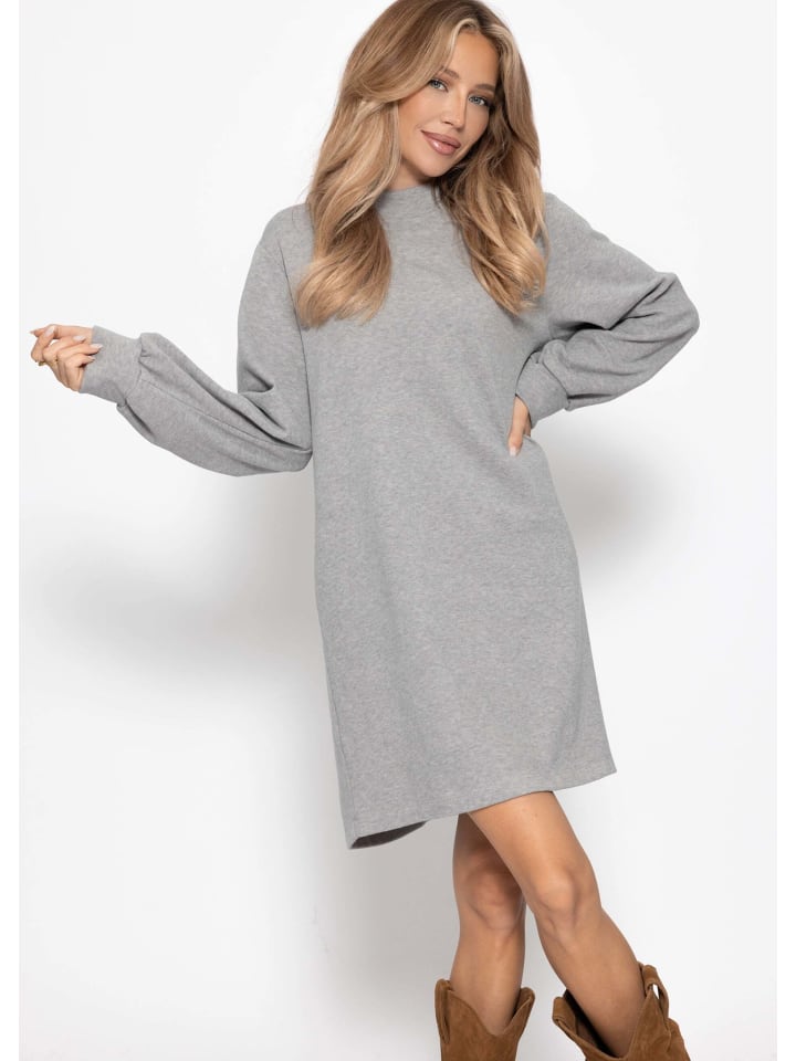Sweatkleid mit Stehkragen in Grau