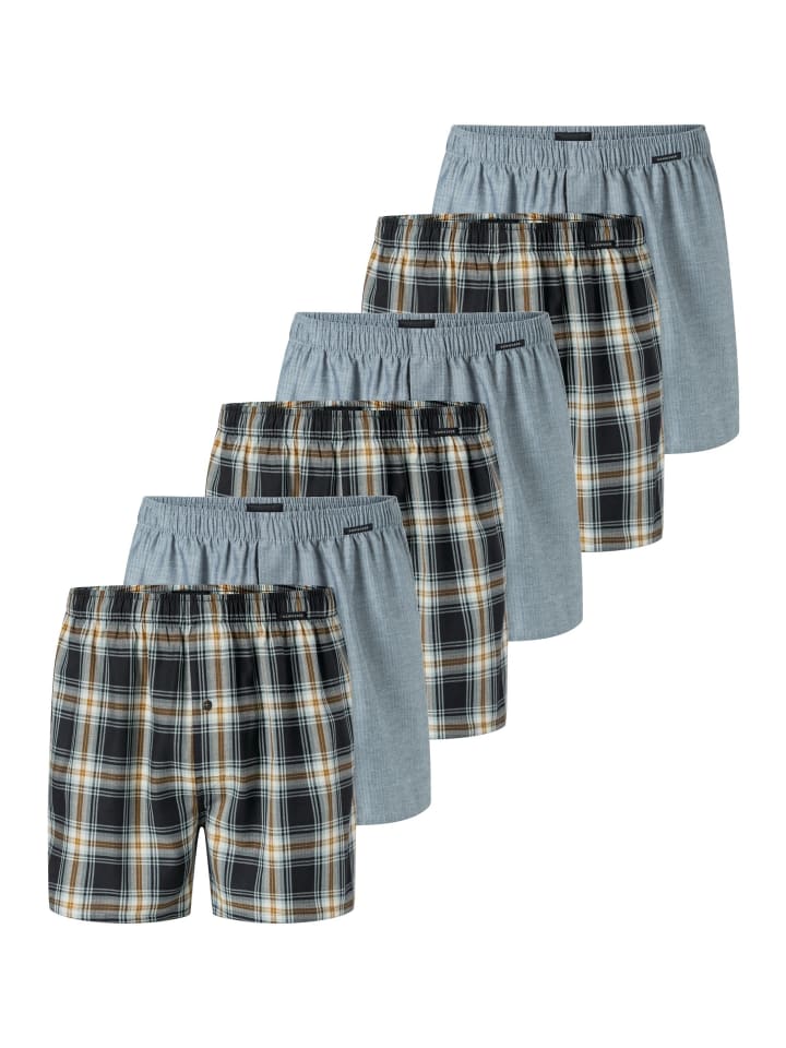 Boxershorts Web in Grau / schwarz / ocker