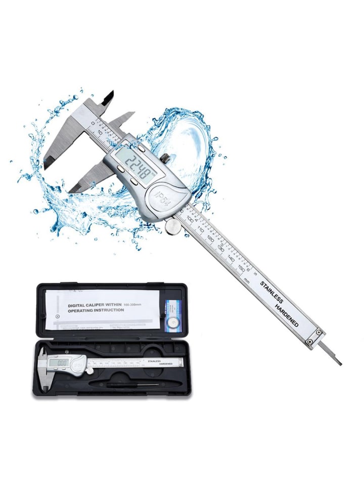 Digitaler Messschieber - 150mm / 6 Zoll IPX54 Wasserdichte Schieblehre in SILBER