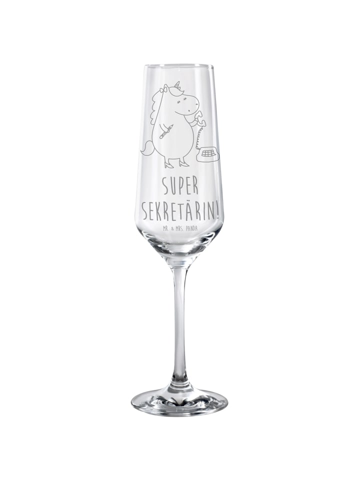 Champagnerglas Einhorn Sekretärin mit Spruch in Transparent
