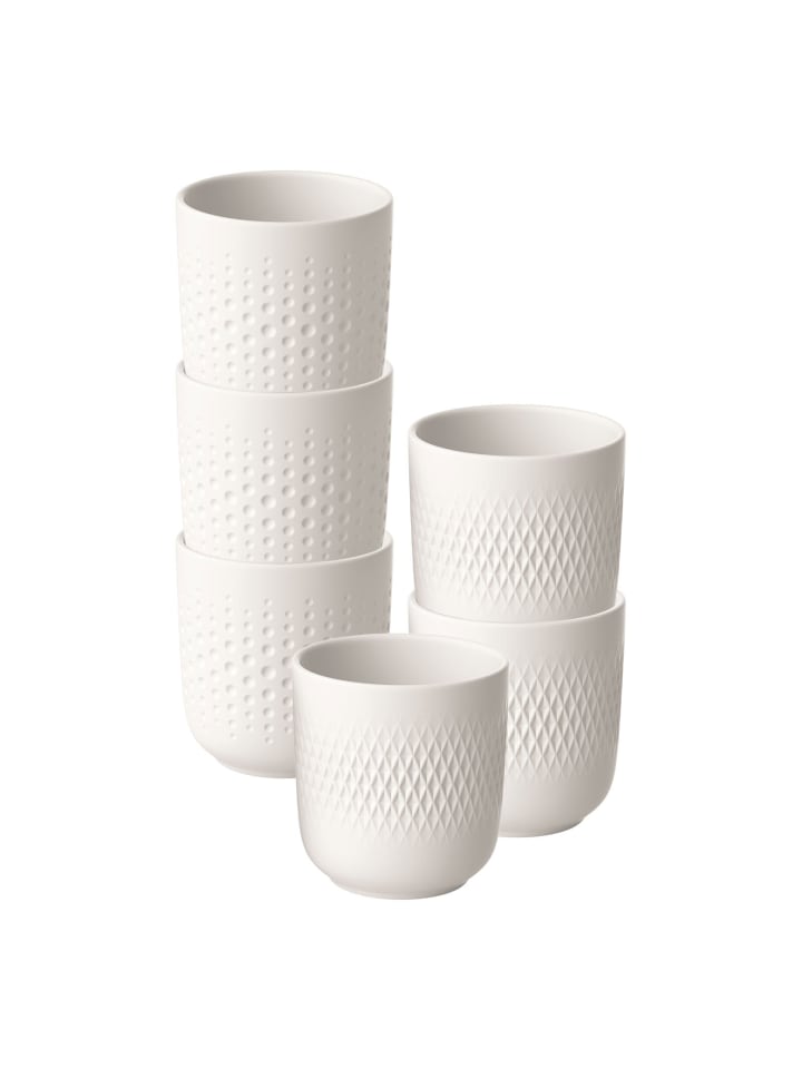 6-tlg. Becher Manufacture Collier in Weiß 290 ml