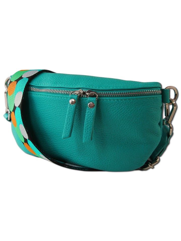 Toscanto Gürteltasche Leder türkis, mehrfarbig ca. 25cm