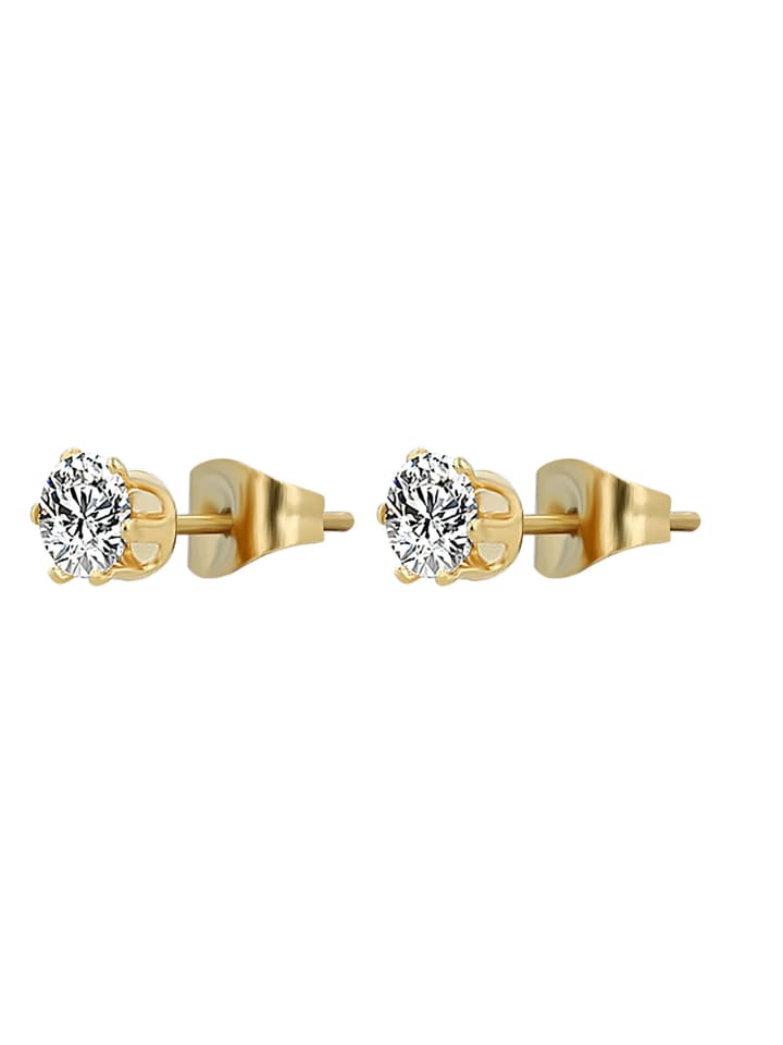 Damen Ohrringe – Ohrstecker aus Edelstahl mit Zirkonia in gold