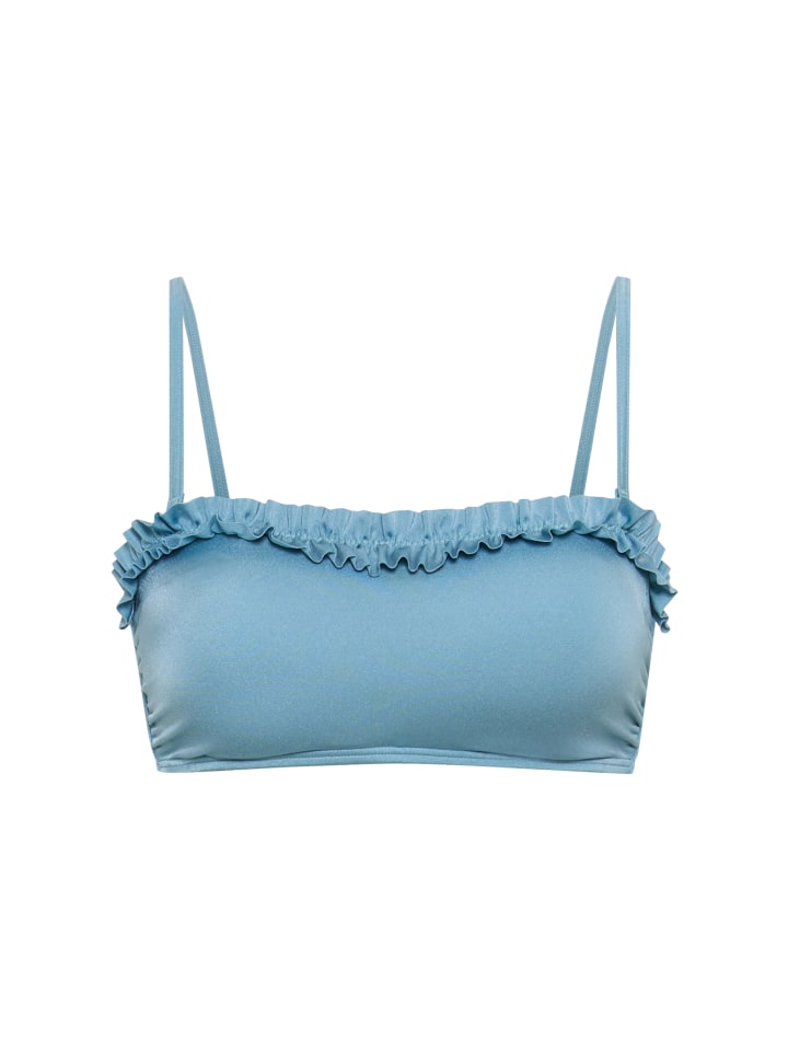 Bandeau-Bikini-Top in grau-blau