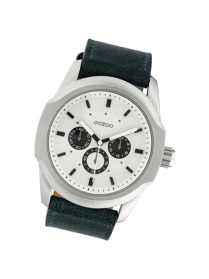 Analog-Armbanduhr Oozoo Timepieces schwarz extra groß (ca. 48mm)