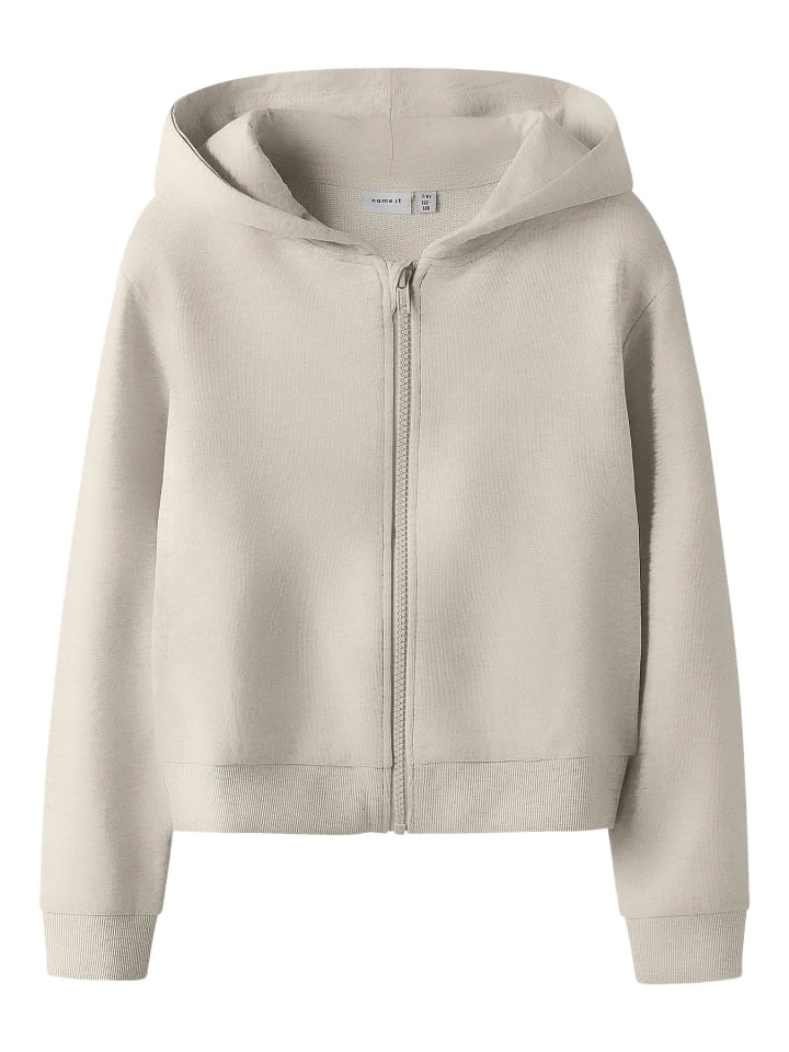 Sweatjacke NKFMILLE CARD W HOOD UNB in pumice stone