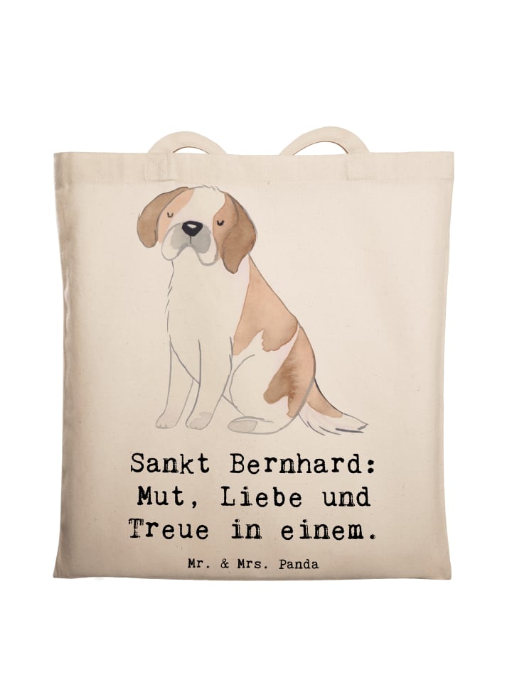 Tasche Sankt Bernhard mit Spruch in Creme