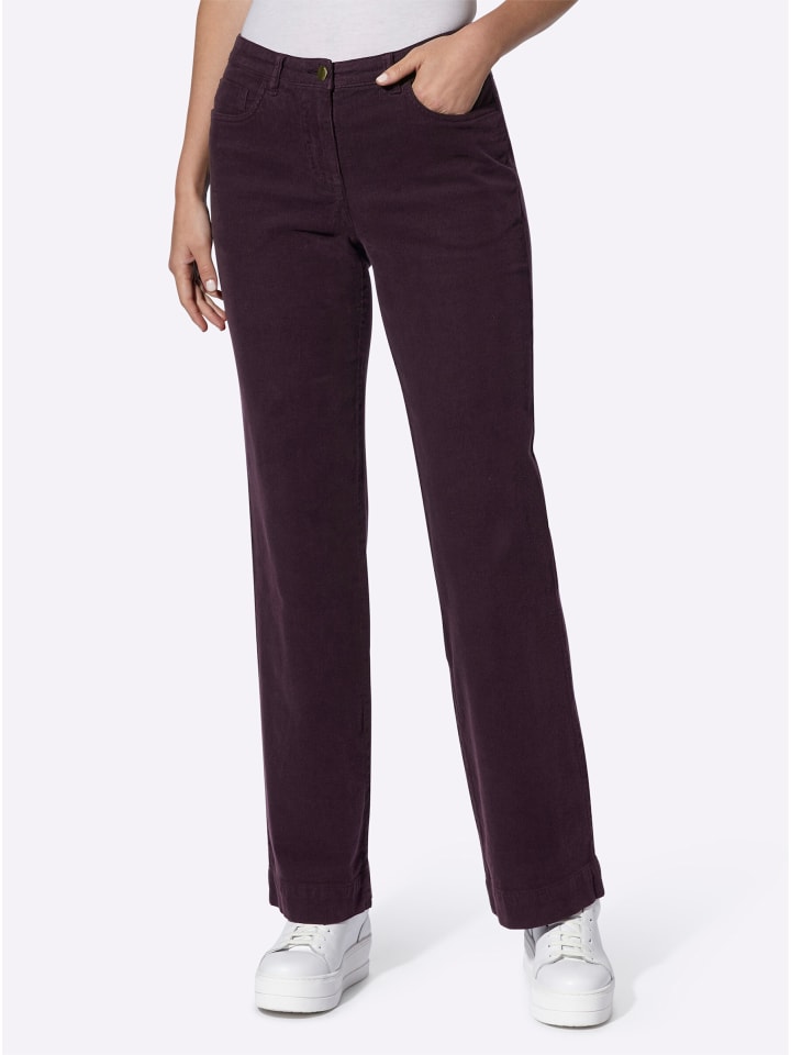 Feincord-Hose in aubergine