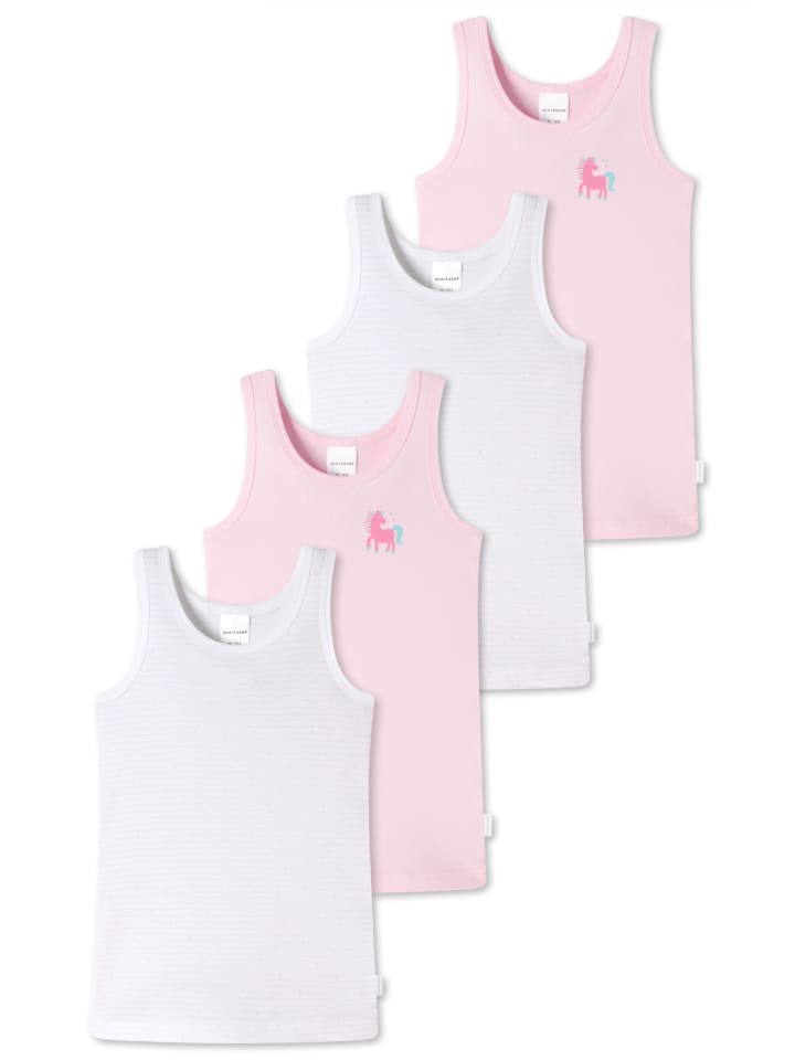 Unterhemd / Top Kids Girls Feinripp Cotton in Weiß / Hellrosa