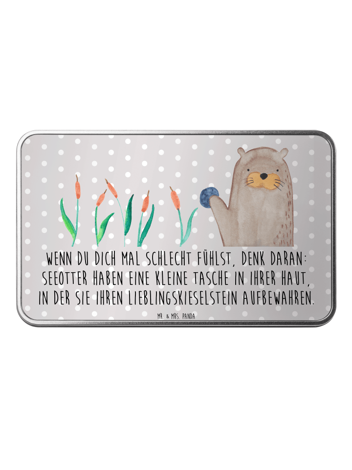 Aufbewahrungsbox Otter Stein mit Spruch in Grau Pastell