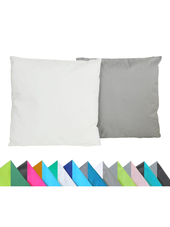 2er Set Outdoor Wende Kissenhülle 45x45cm in Elfenbein/Grau