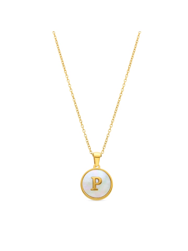 necklace in white mother-of-pearl and 18k gold-plated - Alphabet