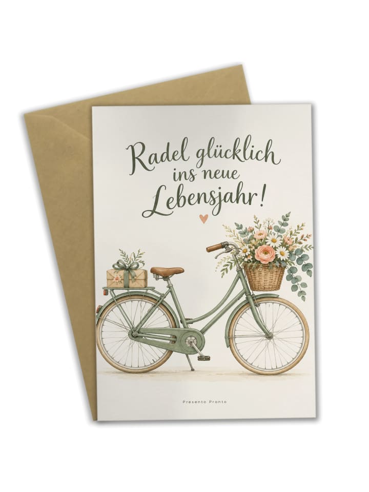 Grußkarte Fahrrad ästhetisch Design mit Spruch in Weiß