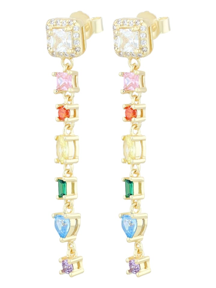 Damen Ohrringe – Ohrstecker aus 925 Silber mit Zirkonia in gold