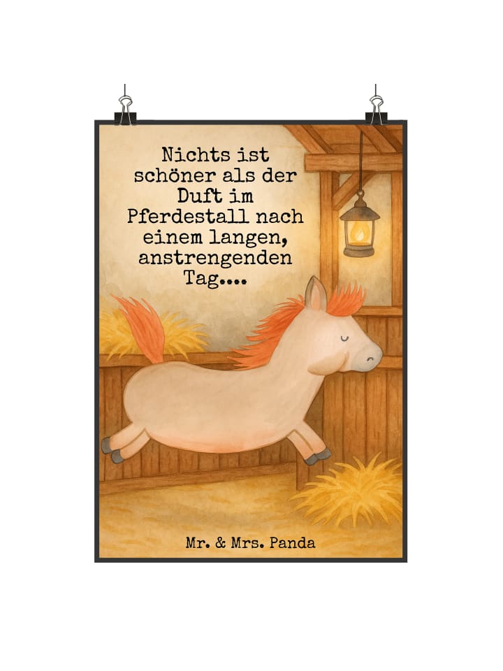 Kunstdruck Pferd Springen Design mit Spruch in Weiß