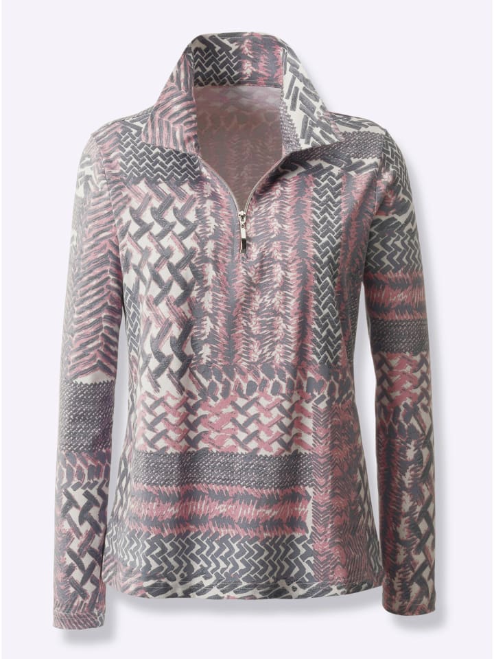 Winter-Shirt in mauve-grau-bedruckt