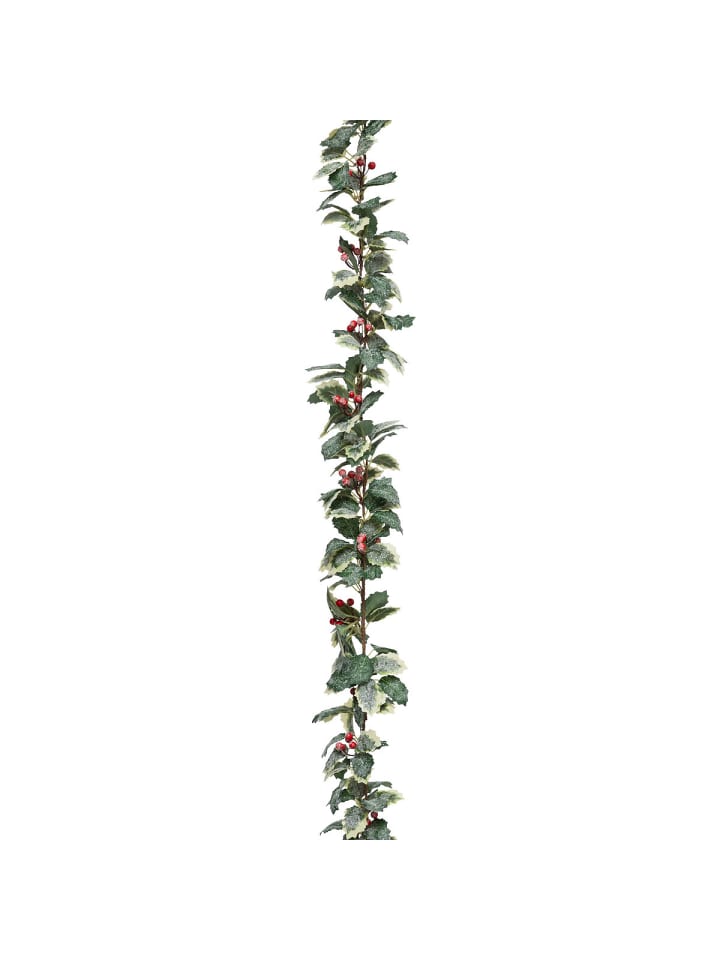Girlande aus Stechpalmenblättern in Grün, 180 cm