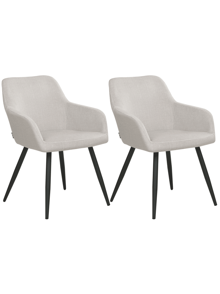 2er-Set Esszimmerstuhl CASMALIA in Beige/Schwarz