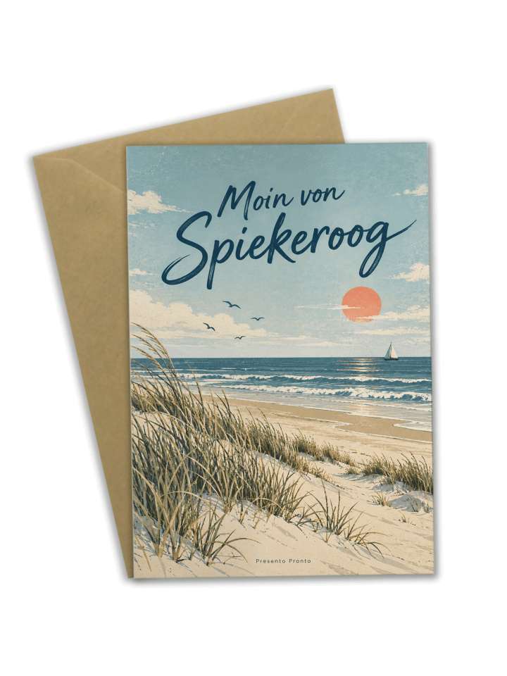 Grußkarte Insel maritim Design mit Spruch in Weiß