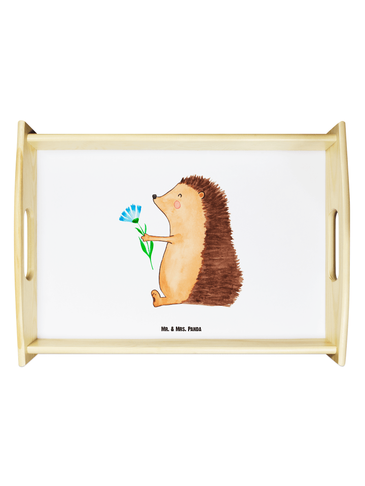 BettTablett Igel Blumen ohne Spruch in Weiß