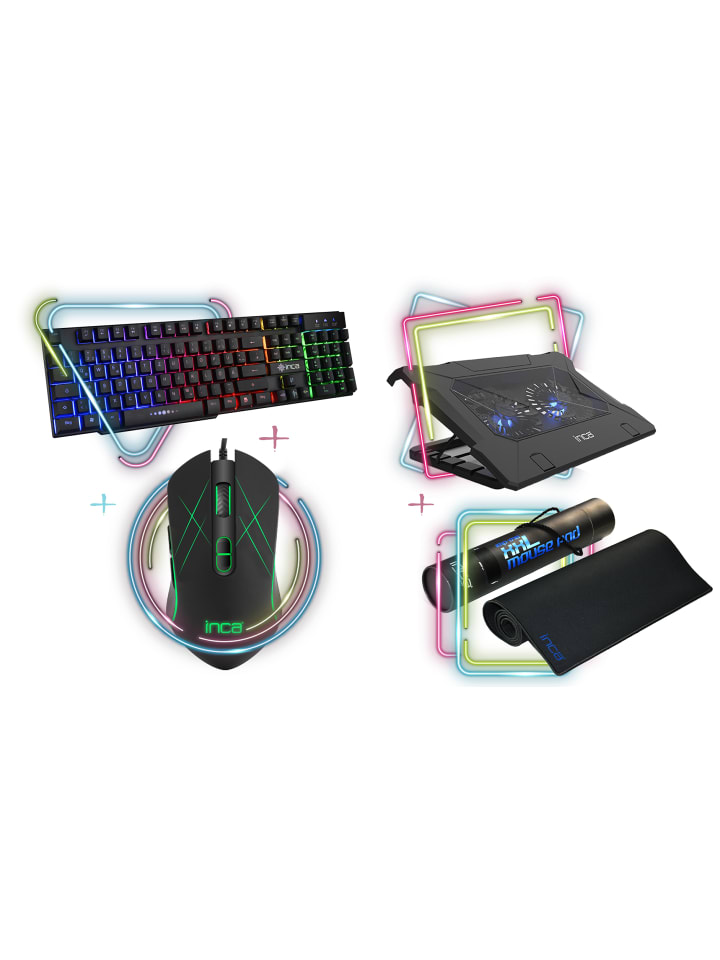 Gaming Komplet-Set Beginner Gaming Tastatur Mauspad Gaming Maus in Mehrfarbig