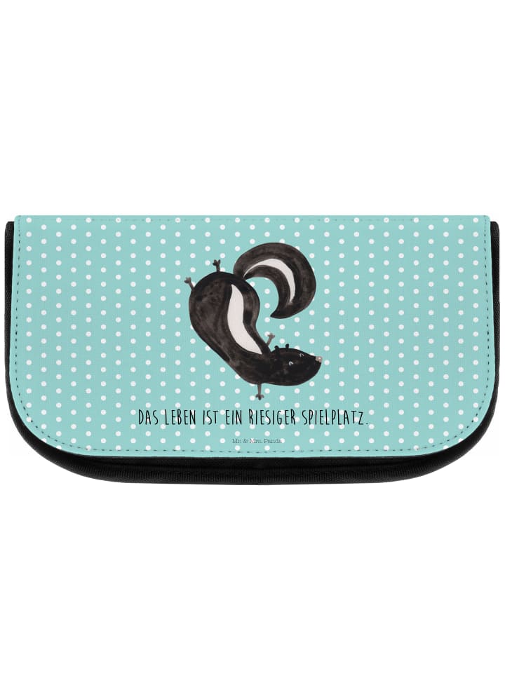 Make-up-Tasche Stinktier Handstand mit Spruch in Türkis Pastell