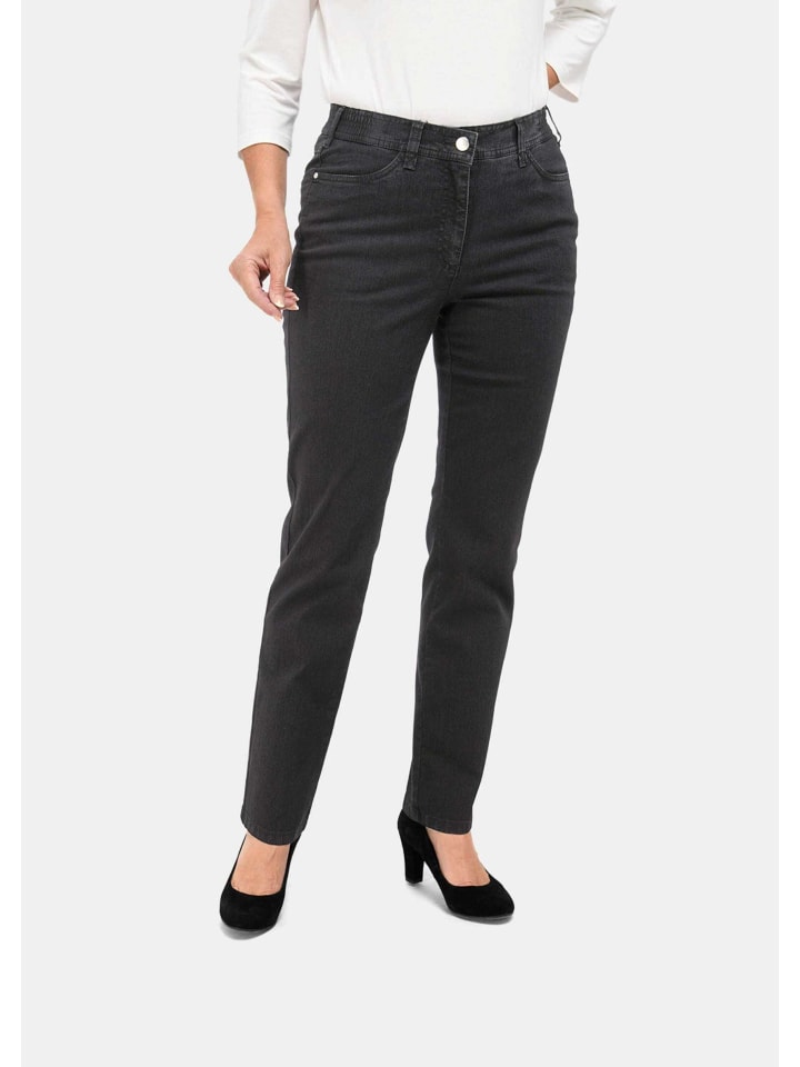 Kurzgröße:  Denimhose mit Stretchkomfort in schwarz