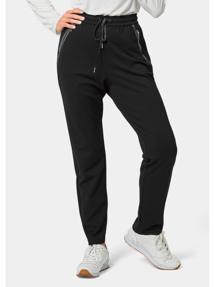 Kurzgröße: Elegante Joggpants SARA, hoher Bund in schwarz