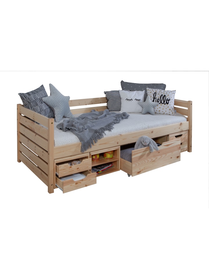 TICAA Sofabett Naomi inkl. Funktionsschubkästen, 90x200 in Natur