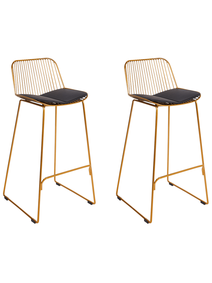 2er-Set Barhocker PENSACOLA in Gold/Schwarz