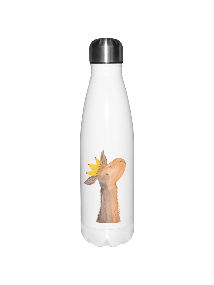 Trinkflasche Lamakopf König ohne Spruch in Weiß