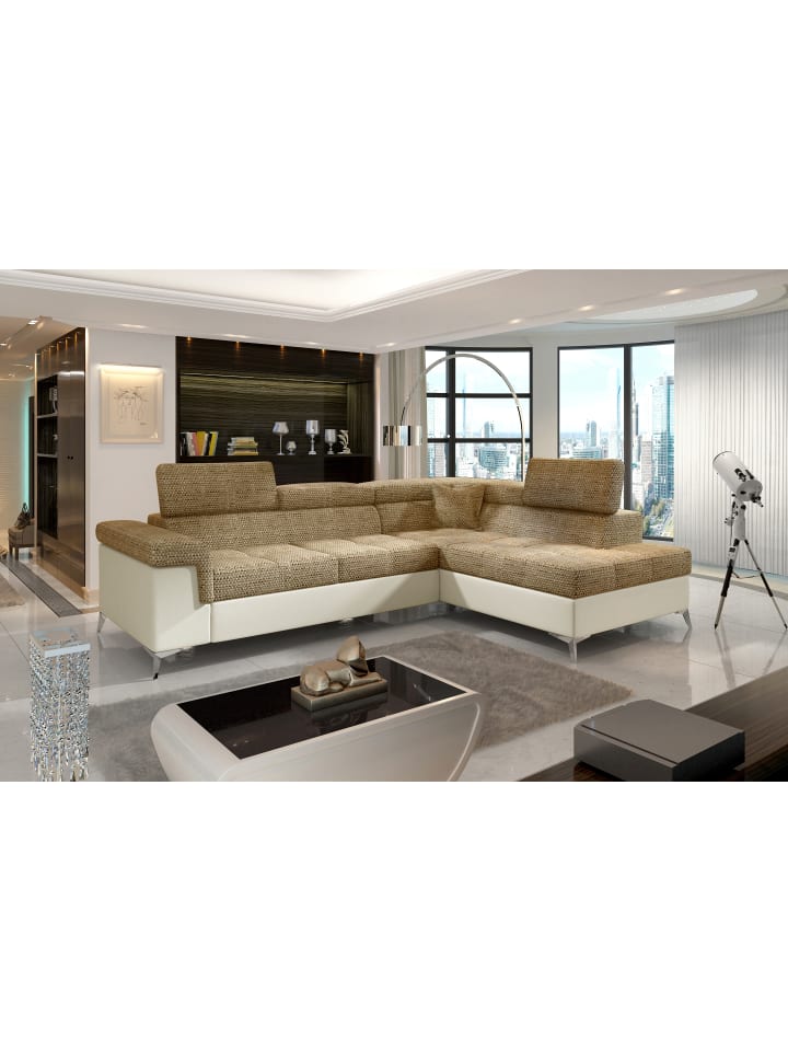 Eduardo Recamiere Rechts in Beige - (L) 202 x (B) 275 x (H) 88 cm