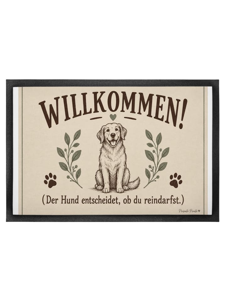 Schmutzfänger Hund herzlich Design mit Spruch in Weiß