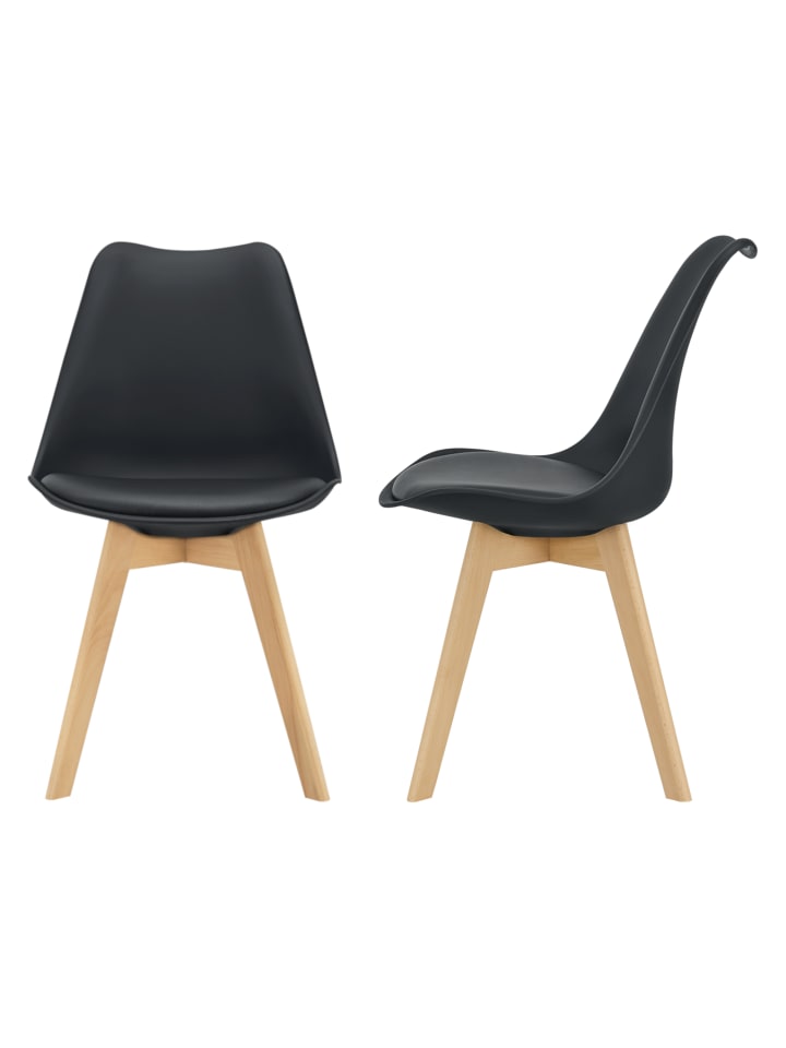 2er-Set Esszimmerstuhl Fläten in Schwarz (H)81cm (B)49cm (T)57cm